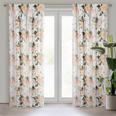 Eurofirany, zasłona zaciemniająca gotowa, na taśmie, Rose, 135-270 cm, biały