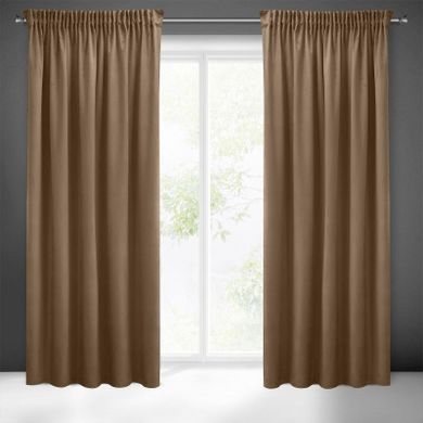 Eurofirany, zasłona zaciemniająca gotowa, na taśmie, Sibel, 140-270 cm, brązowy