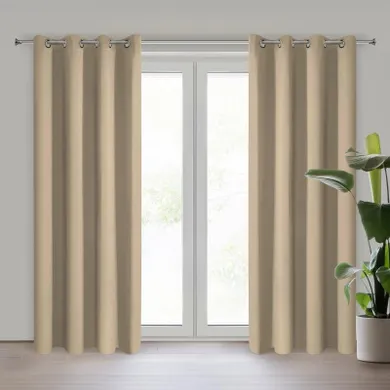 Eurofirany, zasłona zaciemniająca gotowa, Nerisa, 140-250 cm, beżowy