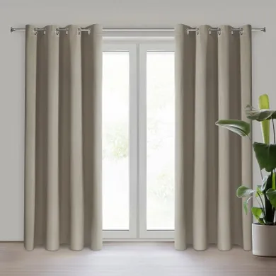 Eurofirany, zasłona zaciemniająca gotowa, Nerisa, 140-250 cm, ciemnobeżowy