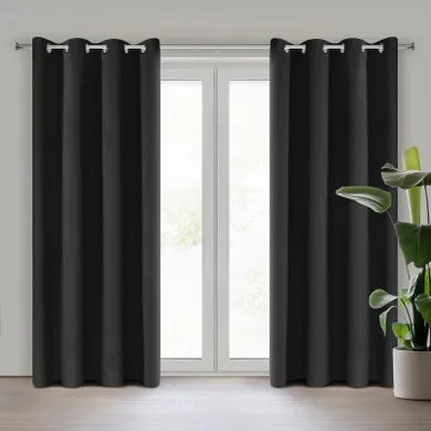 Eurofirany, zasłona zaciemniająca gotowa, Nerisa, 140-250 cm, czarny