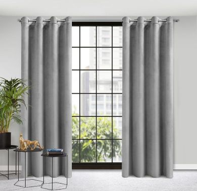 Eurofirany, zasłona zaciemniająca gotowa, Rosa, 140-250 cm, stalowy