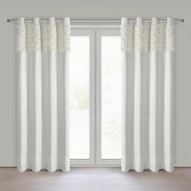 Eurofirany, zasłona zaciemniająca gotowa, Roses, na taśmie, 140-250 cm, kremowy