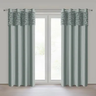 Eurofirany, zasłona zaciemniająca gotowa, Roses, na taśmie, 140-250 cm, miętowy