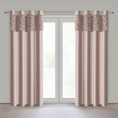 Eurofirany, zasłona zaciemniająca gotowa, Roses, na taśmie, 140-250 cm, pudrowy