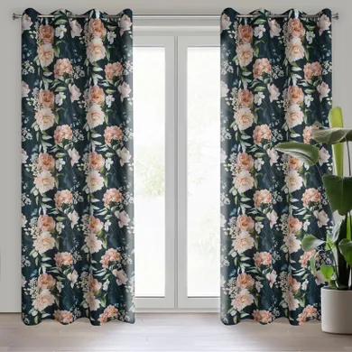 Eurofirany, zasłona zaciemniająca gotowa, Salma, czarny, 140-270 cm