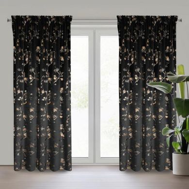 Eurofirany, zasłona zaciemniająca gotowa, Selena, na taśmie, 140-270 cm, czarny