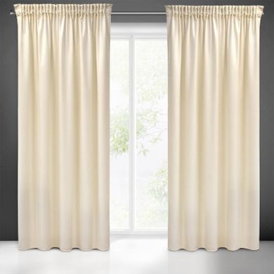 Eurofirany, zasłona zaciemniająca gotowa, Sibel, na taśmie, 140-270 cm, kremowy