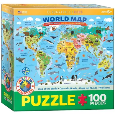 Eurographics, Smartkids, Illustrated Map of the World, puzzle, 100 elementów