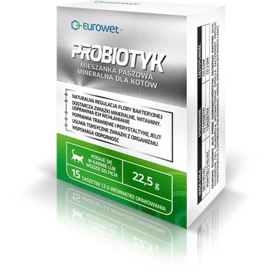 Eurowet, probiotyk, wsparcie jelit dla kota, 15-1,5g
