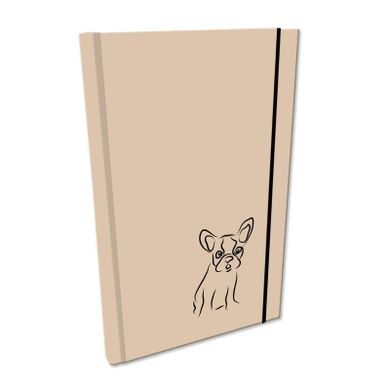 EV-Corp, Soft Touch, notes z gumką A5, gładki, lakier UV, buldog, beż, 1 szt.