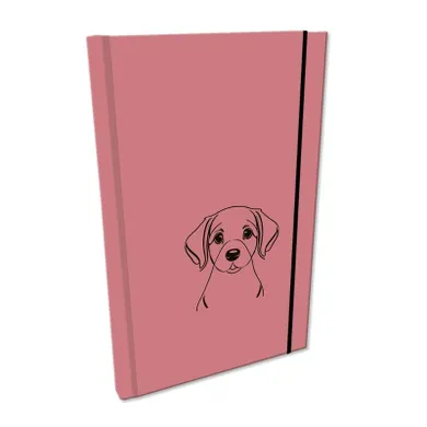EV-Corp, Soft Touch, notes z gumką A5, gładki, lakier UV, pies labrador, brudny róż, 1 szt.