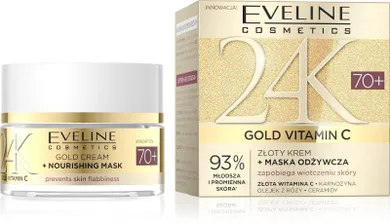 Eveline, 24k gold vitamin c, złoty krem–maska odżywcza 70+, 50 ml