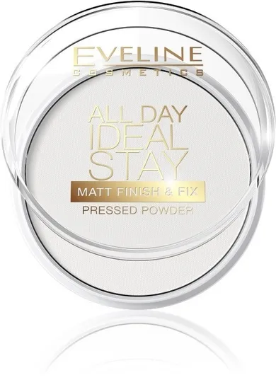 Eveline, All Day Ideal Stay, Matt Finish & Fix, puder prasowany, matujący