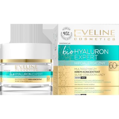 Eveline, Bio Hyaluron Expert 60+, multiodżywczy krem-koncentrat silnie odbudowujący na dzień i noc, 50 ml