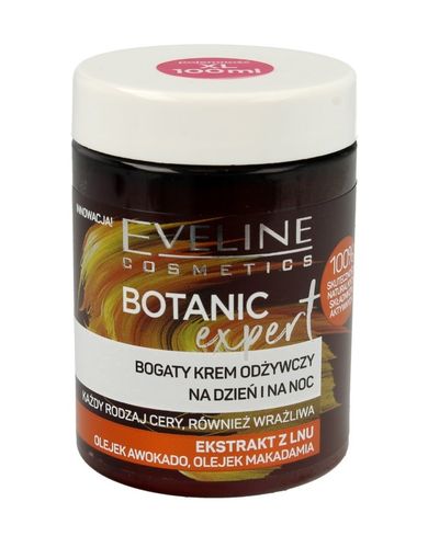 Eveline, Botanic Expert, bogaty krem odżywczy na dzień i noc, Ekstrakt z Lnu, 100 ml