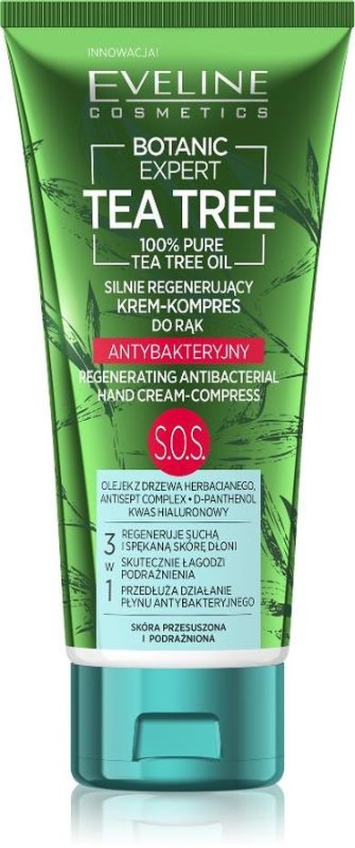 Eveline, Botanic Expert, Tea Tree, krem-kompres do rąk antybakteryjny, silnie regenerujący, 100 ml