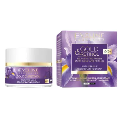 Eveline Cosmetics, Gold&Retinol, przeciwzmarszczkowy krem regenerujący 40+, 50 ml