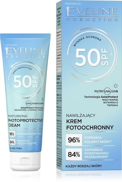 Eveline Cosmetics, nawilżający krem fotoochronny SPF50, 30 ml