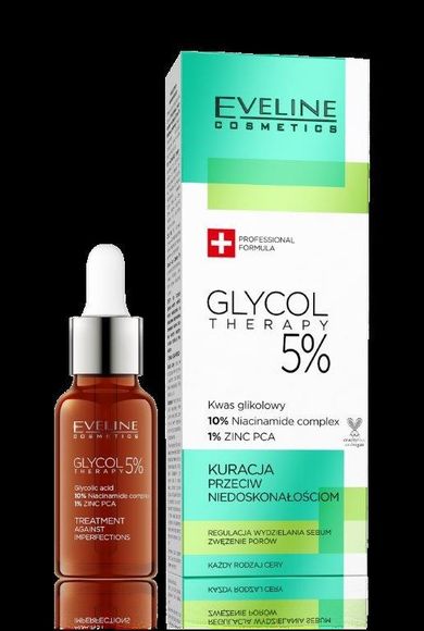 Eveline, Glycol Therapy 5%, kuracja przeciw niedoskonałościom, 18 ml