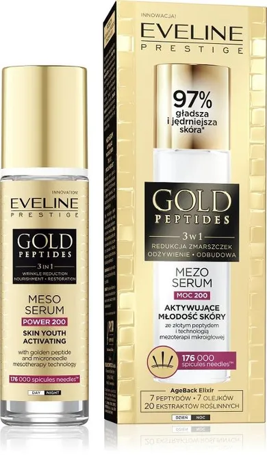 Eveline, gold peptides mezo, serum aktywujące młodość skóry 3w1, moc 200, 30 ml