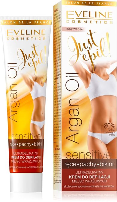 Eveline, Just Epil, Argan Oil, krem do depilacji miejsc wrażliwych, 125 ml