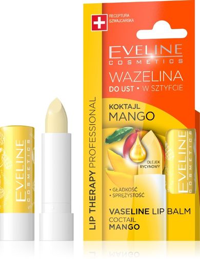 Eveline, Lip Therapy, wazelina do ust w sztyfcie, wygładzająca, koktajl mango, 1 szt.