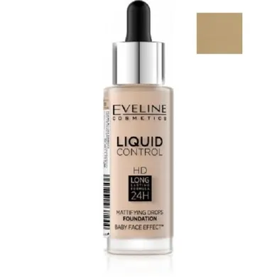 Eveline, Liquid Control HD, podkład do twarzy z dropperem, 040 Warm Beige, 32 ml