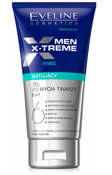 Eveline, Men X-Treme, matujący żel do mycia twarzy, 150 ml