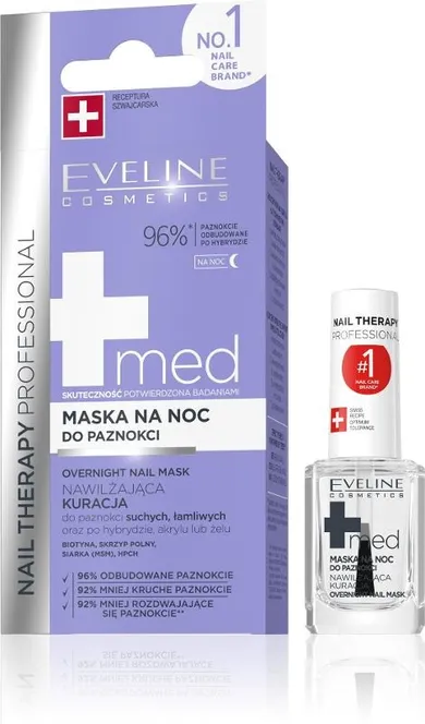 Eveline, Nail Therapy Professional Med+, maska na noc do paznokci, 12ml