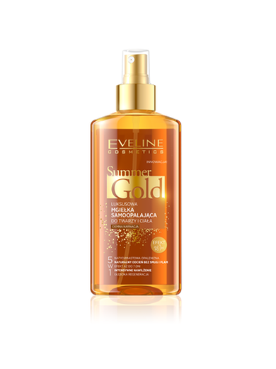 Eveline, Summer Gold, luksusowa mgiełka samoopalająca do twarzy i ciała do ciemnej karnacji, 150 ml