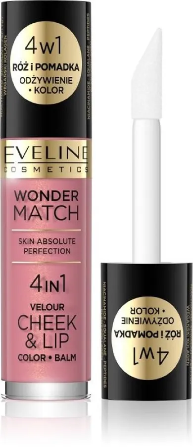 Eveline Wonder Match, róż i pomadka w płynie 4w1, nr 03, 45 ml