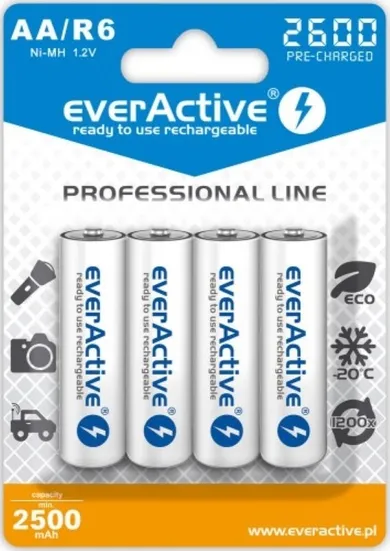 EverActive, akumulator, zestaw, Professional Line, EVHRL6-2600, 2600 mAh, Ni-MH, 4 szt.