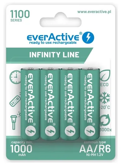 EverActive, akumulatorki AA/R6 Ni-MH 1100mAh, Infinity Line, 4 szt.