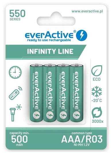 EverActive, akumulatorki R03/AAA Ni-MH 550mAh, Infinity Line, 4 szt.