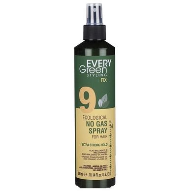 Every Green, 9 Eco Hairspray No Gas Strong Hold ekologiczny lakier do włosów mocno utrwalający fryzurę, 300 ml
