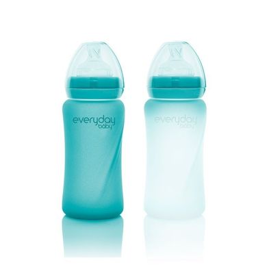 Everyday Baby, butelka szklana reagująca na temperaturę, turkusowa, 2m+, 240 ml