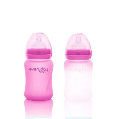Everyday Baby, butelka szklana reagująca na temperaturę, wiśniowa, 2m+, 150 ml