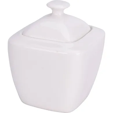 Excellent Houseware, cukiernica porcelanowa z pokrywką, 320 ml, biała