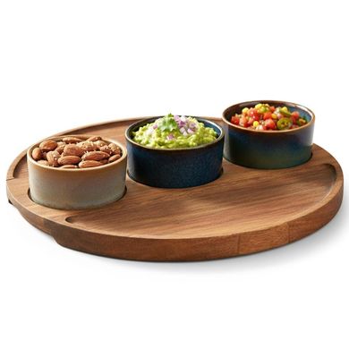 Excellent Houseware, miseczki na przekąski, na tacy, ceramiczne, 4 elementy