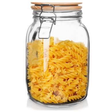 Excellent Houseware, słoik szklany z uszczelką drewnianą, 1.5 l