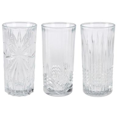 Excellent Houseware, zestaw szklanek we wzory, 380 ml, 3 szt.
