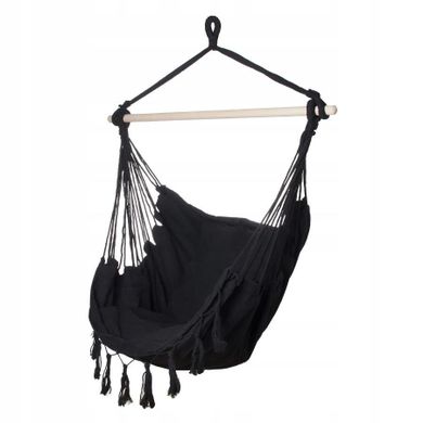 Extralink, Black Forest, hamak, fotel brazylijski, czarny, 100-130 cm