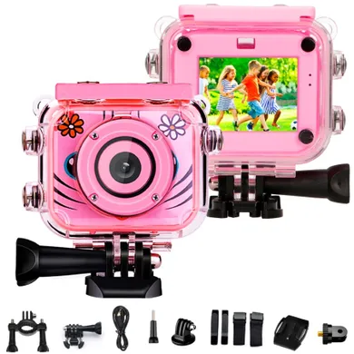 Extralink Kids, Camera H18, Różowa, Kamera, 1080P 30fps, IP68, wyświetlacz 2.0"