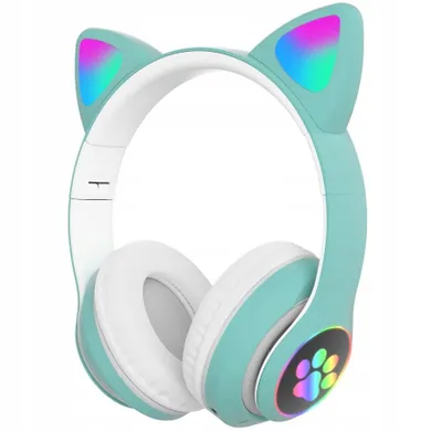 Extralink, Kids Cat-Ear Wireless Headphones, słuchawki bezprzewodowe dla dzieci, zielone