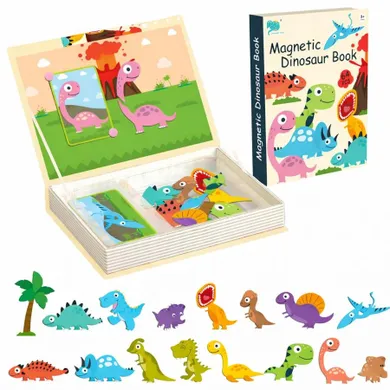 Extralink Kids, układanka magnetyczna, dinozaury, 64 elementy