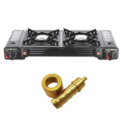 Extralink, kuchenka gazowa turystyczna, 2-palnikowa w walizce + adapter