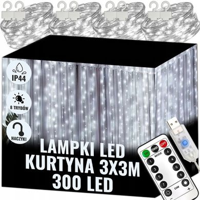 Extralink, kurtyna świetlna LED, zimne, 3-3m, 300x LED, 5V USB
