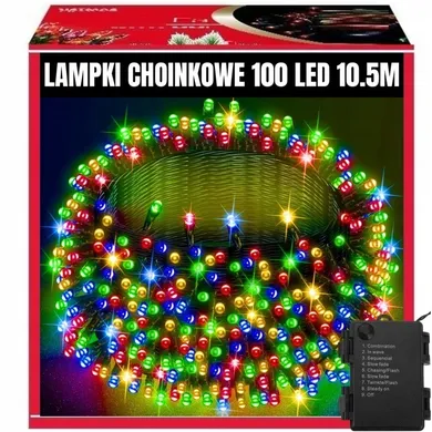 Extralink, lampki choinkowe, świąteczne, 10,5m, 100 LED, ciepłe, multikolor, na baterie