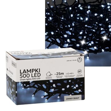 Extralink, lampki LED, 500 LED, zimny biały, 28m